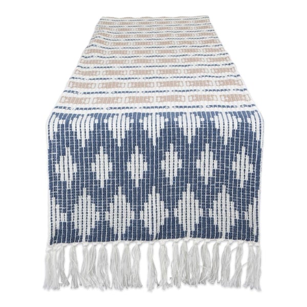 Fastfood 72 in. Colby Southwest French Blue & Stone Table Runner FA1536645 - main